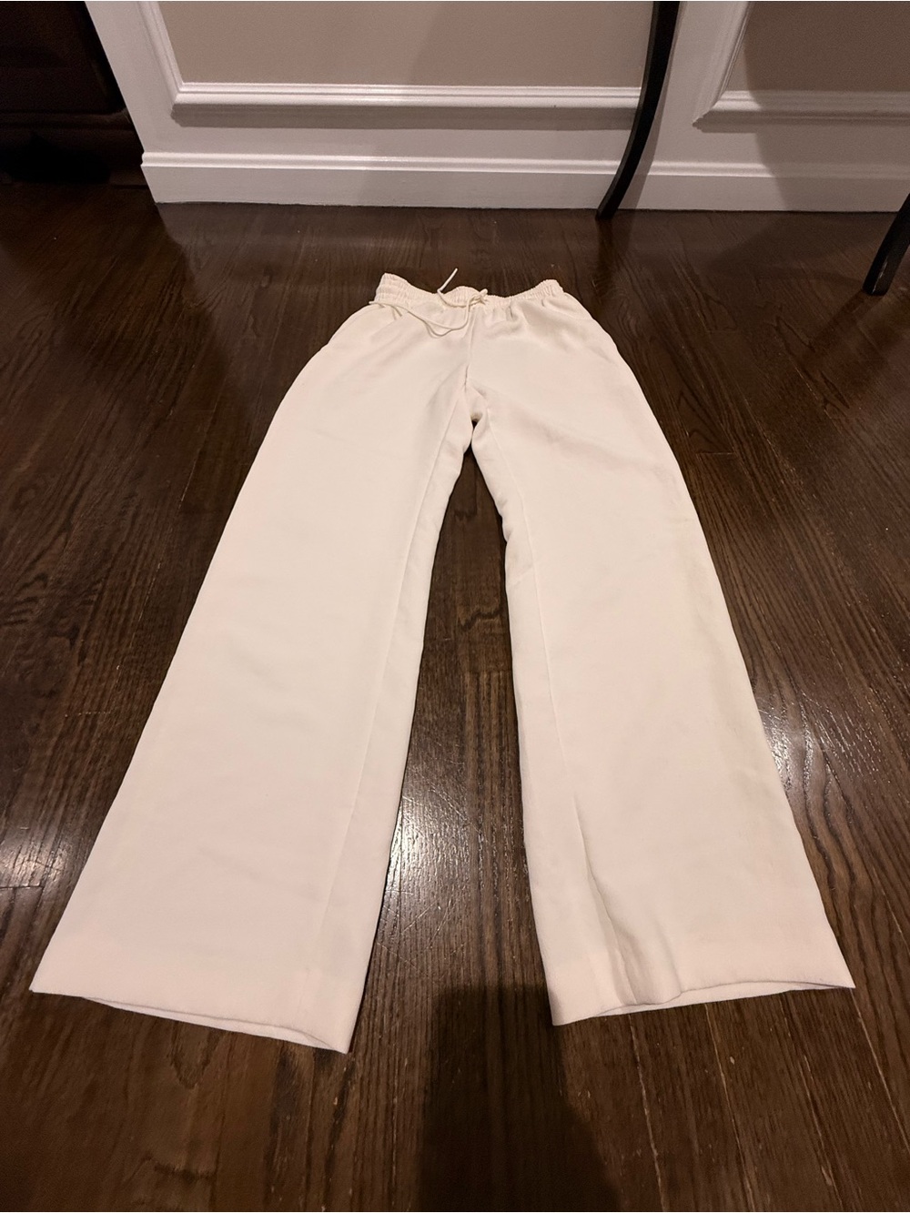 Cream Wide Leg Drawstring Pants.wilfred thesis pants